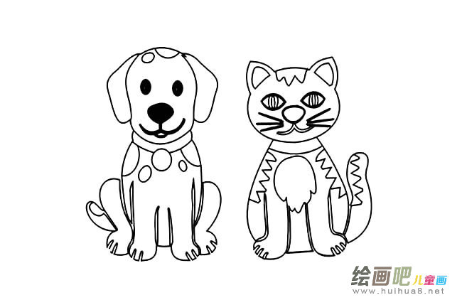 小狗和小猫简笔画图片