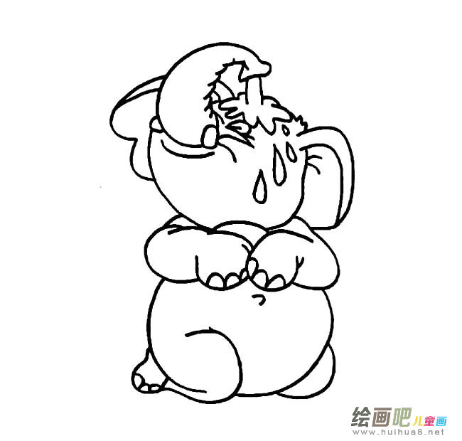 卡通洗澡的大象简笔画图片