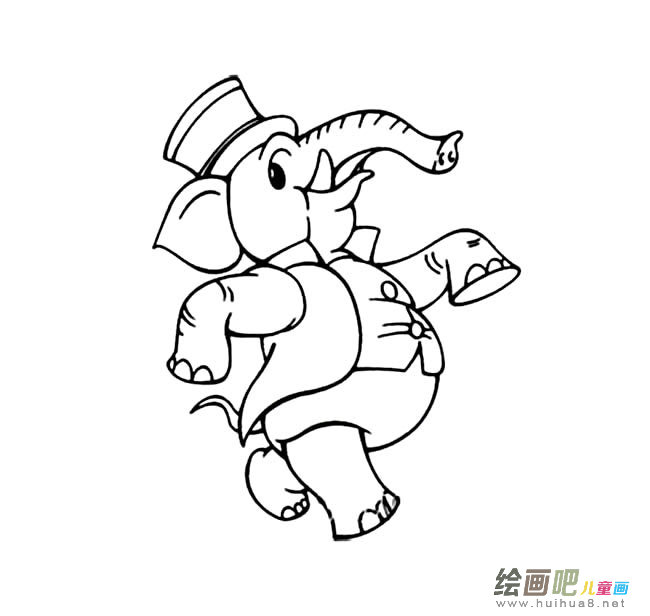 卡通绅士大象简笔画图片