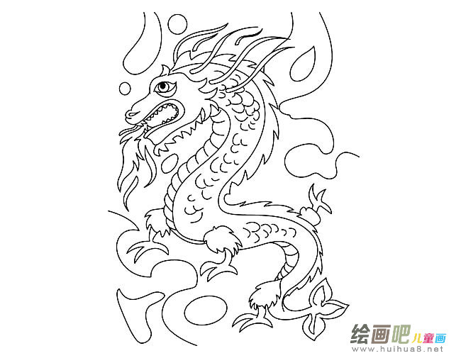 云端的中国龙简笔画图片