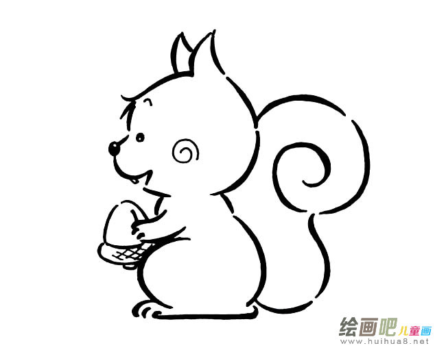 抱松果的小松鼠简笔画图片