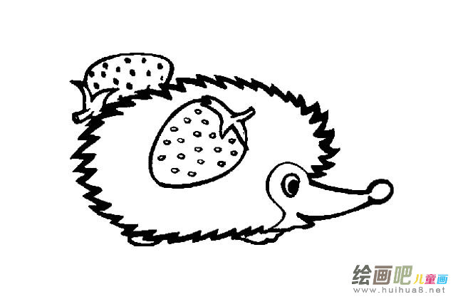 背草莓的刺猬简笔画图片