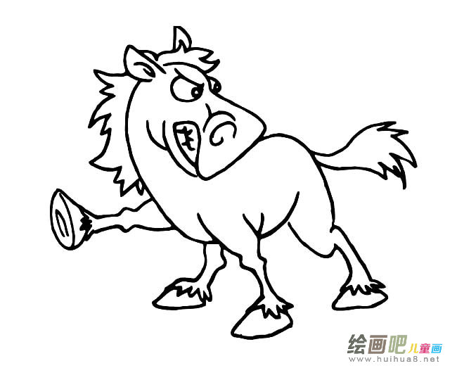 卡通奔跑的马简笔画图片