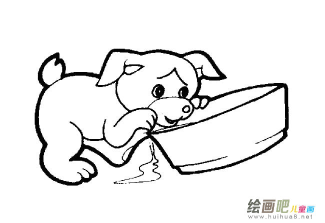 喝水的卡通小狗简笔画图片