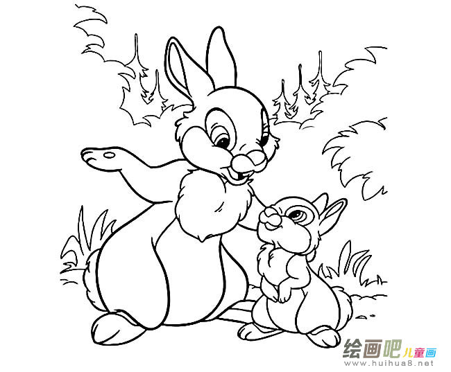 兔子妈妈和小兔子简笔画