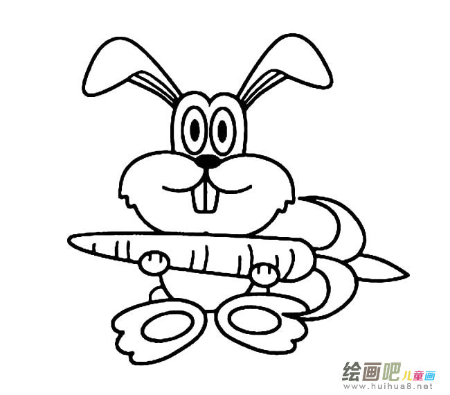 抱胡萝卜的卡通兔子简笔画图片