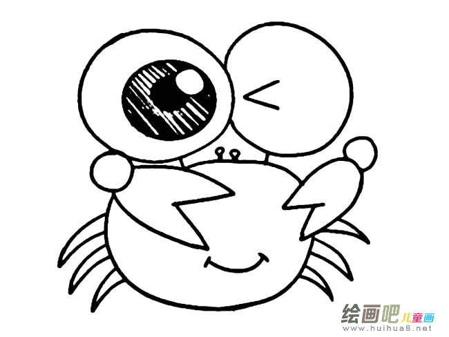 卡通大眼螃蟹简笔画图片