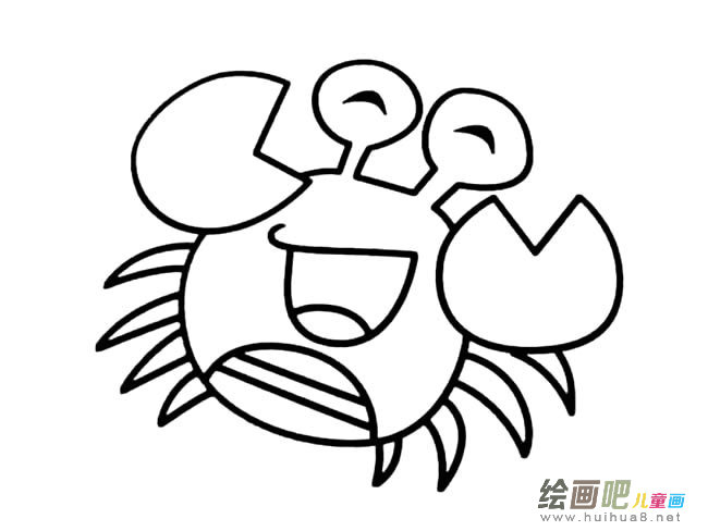 超萌可爱卡通螃蟹简笔画图片