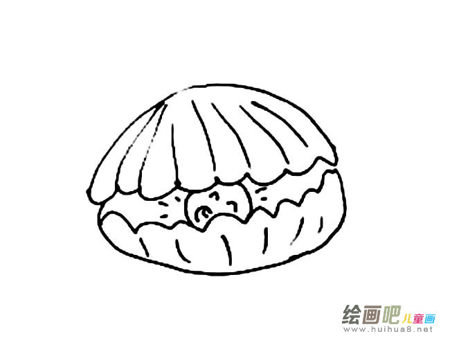 含着珍珠的河蚌简笔画图片