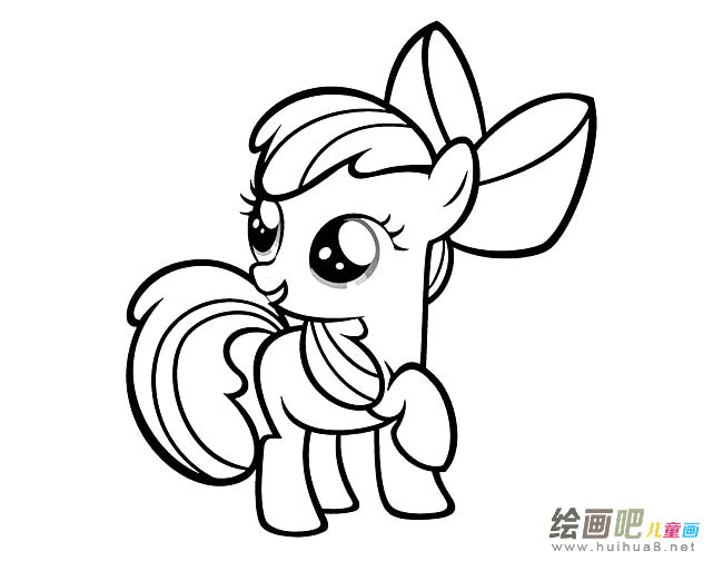 可爱小白马简笔画图片