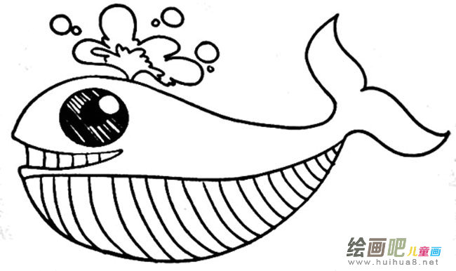喷水的鲸鱼简笔画步骤图片大全