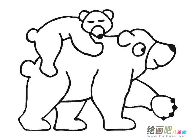 背着小熊的北极熊简笔画步骤图片大全