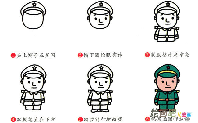 警察简笔画步骤图片大全