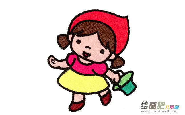女孩小红帽简笔画步骤图片大全