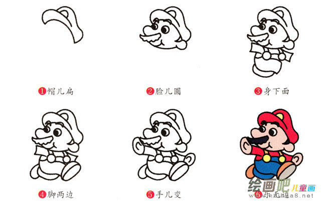 超级玛丽简笔画步骤图片大全