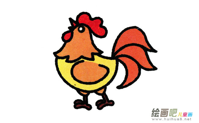 公鸡动物简笔画步骤图片大全