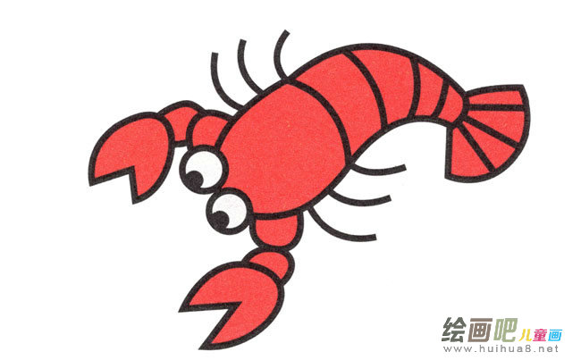 龙虾动物简笔画步骤图片大全