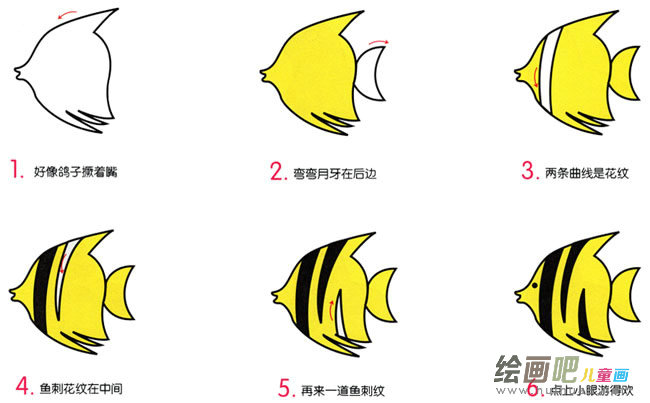 热带鱼动物简笔画步骤图片大全