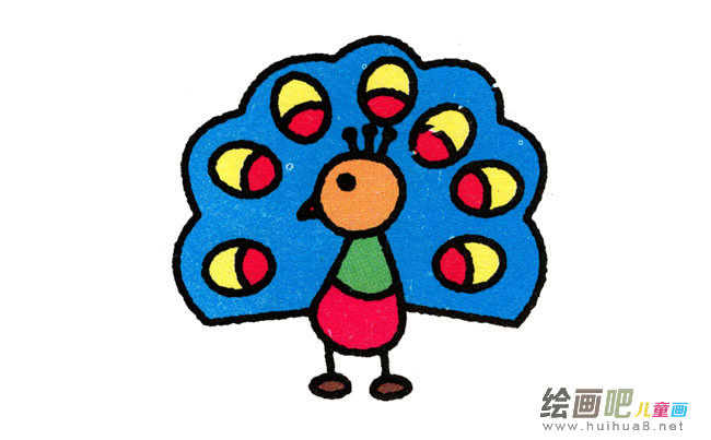 孔雀动物简笔画步骤图片大全