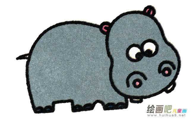 河马动物简笔画步骤图片大全