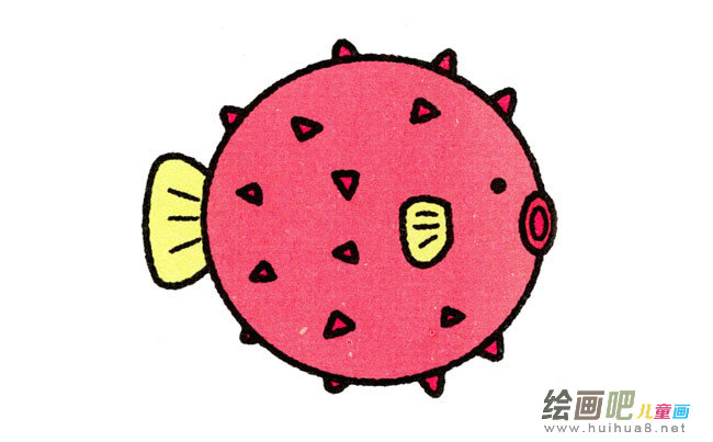 河豚动物简笔画步骤图片大全