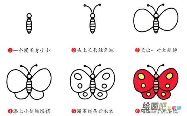 蝴蝶动物简笔画步骤图片大全