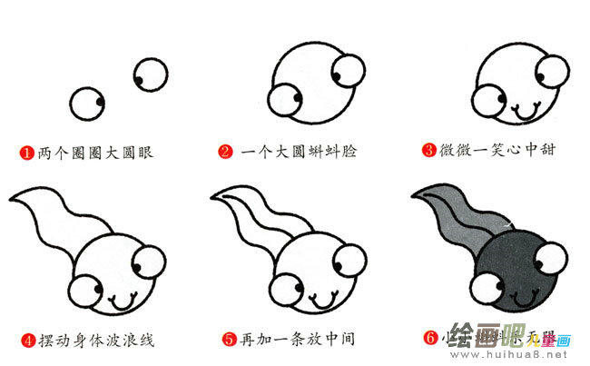 蝌蚪动物简笔画步骤图片大全
