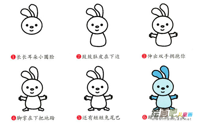兔子动物简笔画步骤图片大全