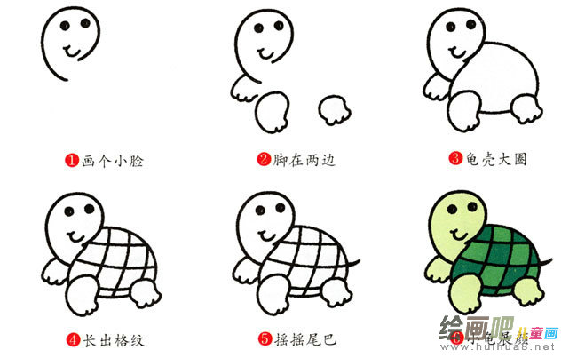 乌龟动物简笔画步骤图片大全