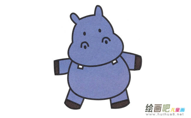 小河马动物简笔画步骤图片大全