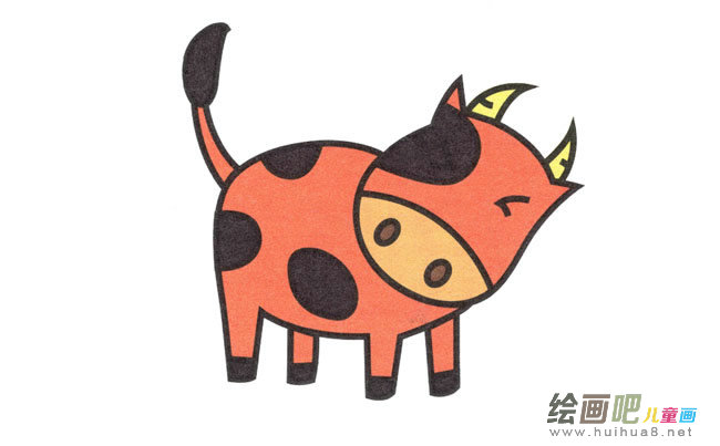 小花牛动物简笔画步骤图片大全