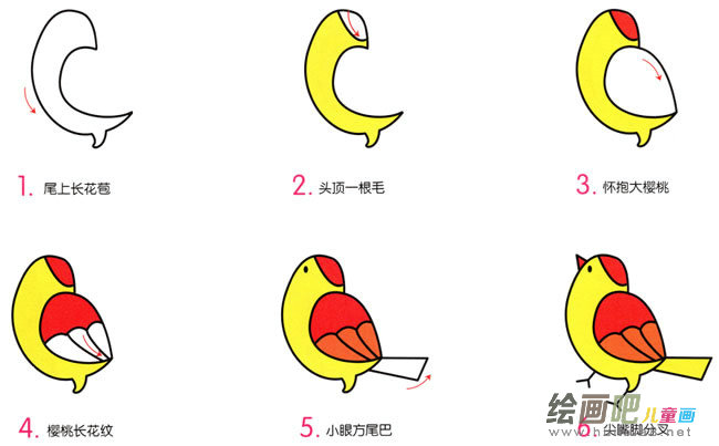 小黄雀动物简笔画步骤图片大全