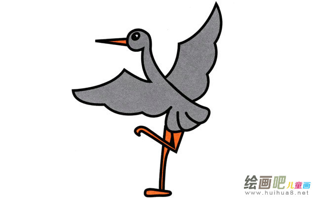 小灰鹤动物简笔画步骤图片大全
