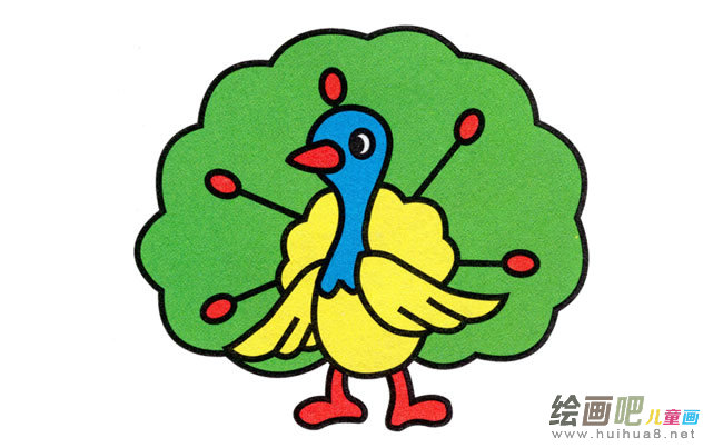 小孔雀动物简笔画步骤图片大全