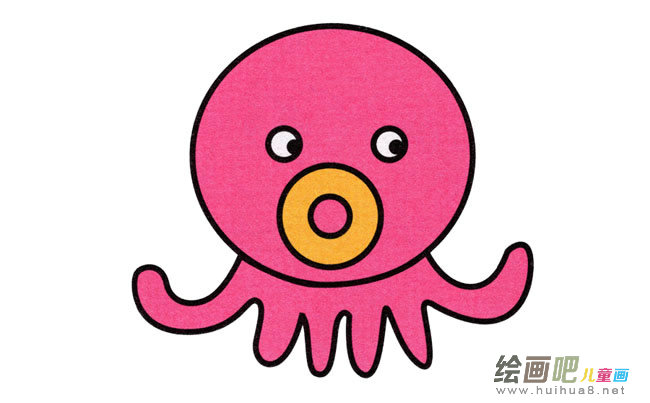 小章鱼动物简笔画步骤图片大全