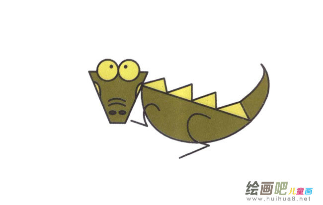 鳄鱼动物简笔画步骤图片大全