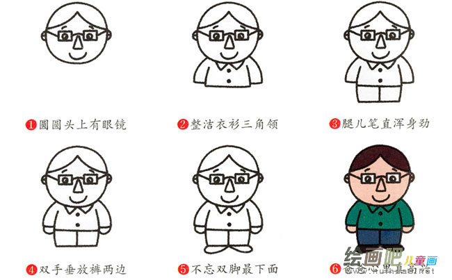 爸爸人物简笔画步骤图片大全