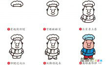 厨师人物简笔画步骤图片大全