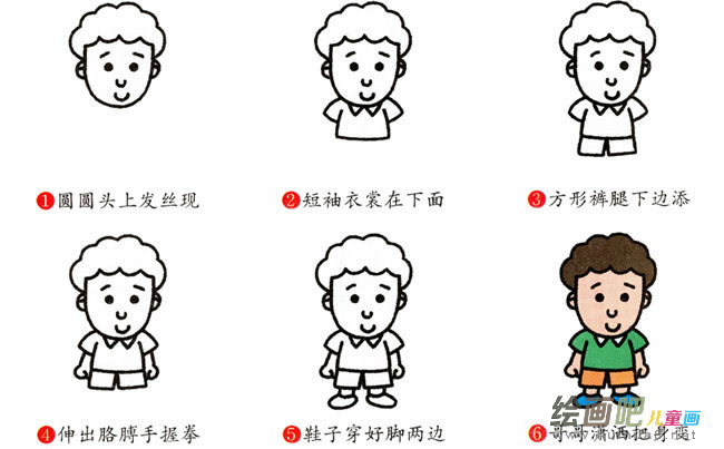 哥哥人物简笔画步骤图片大全