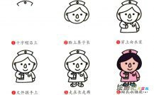 护士人物简笔画步骤图片大全