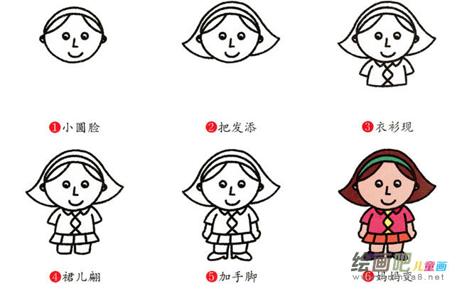 妈妈人物简笔画步骤图片大全