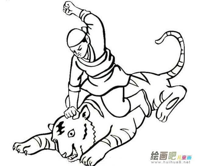 武松打虎人物简笔画步骤图片大全