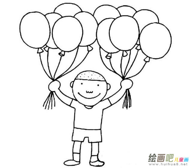拿气球的小孩简笔画人物