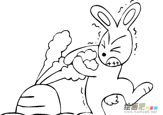 兔子拔萝卜动物简笔画步骤图片大全