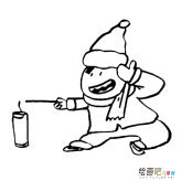 放鞭炮的小男孩人物简笔画步骤图片大全