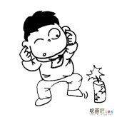 放爆竹的小孩人物简笔画步骤图片大全