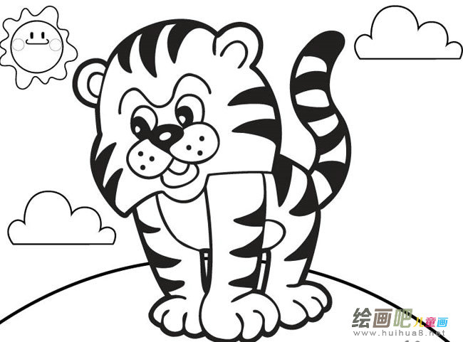 山上的小老虎动物简笔画步骤图片大全