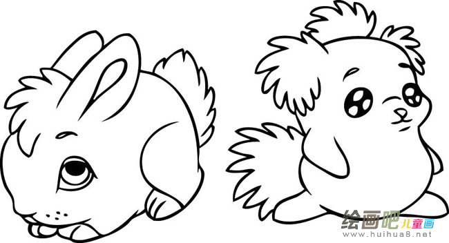 两只萌兔子动物简笔画步骤图片大全