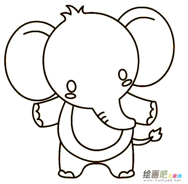 可爱的小象动物简笔画步骤图片大全