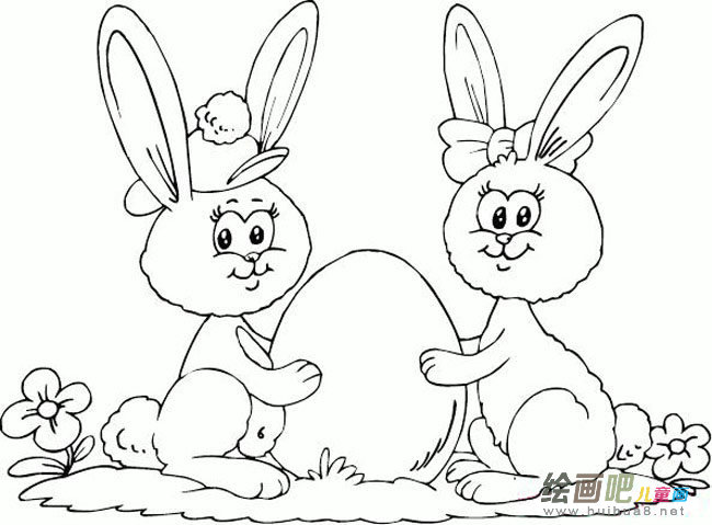 两只可爱的兔子动物简笔画步骤图片大全